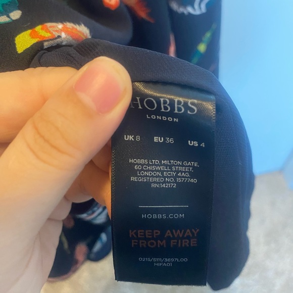 HOBBS London Aideen Navy Feather Print A-Line Swing Dress - Size US4/EU36 - Picture 5 of 6